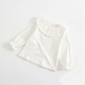 Baby Girls White Blouse Spring Autumn Lace Girls Shirt Long-Sleeve Tops Toddler Kids Clothing 0-24m Infant Blouses