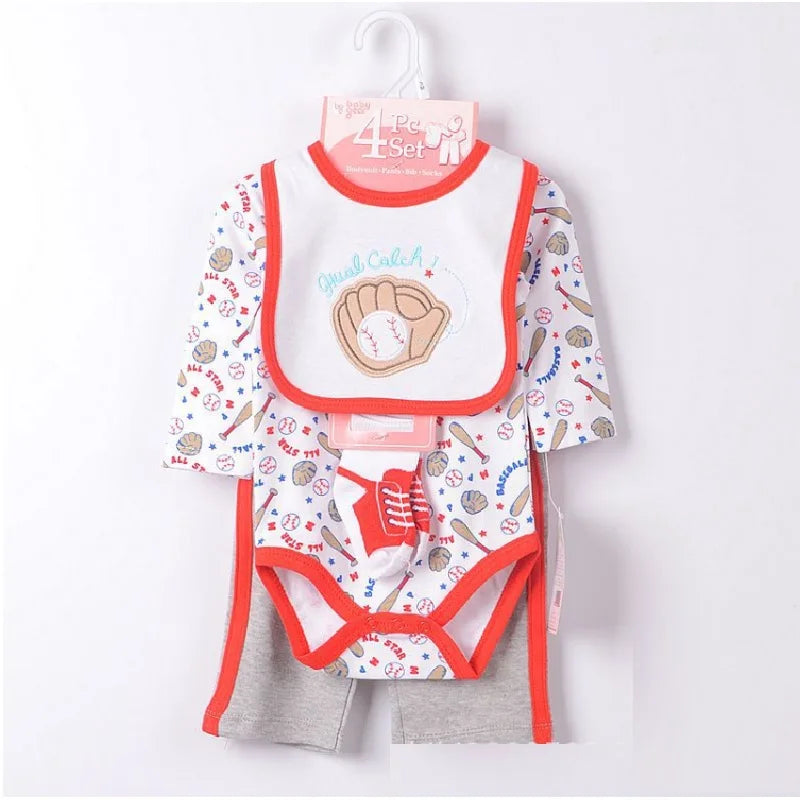 Baby boy Clothes Suits newborn 4-pieces Set baby clothing girl Bodysuit pant t-shirt sock bib 5pcs sets bebes jumpsuits