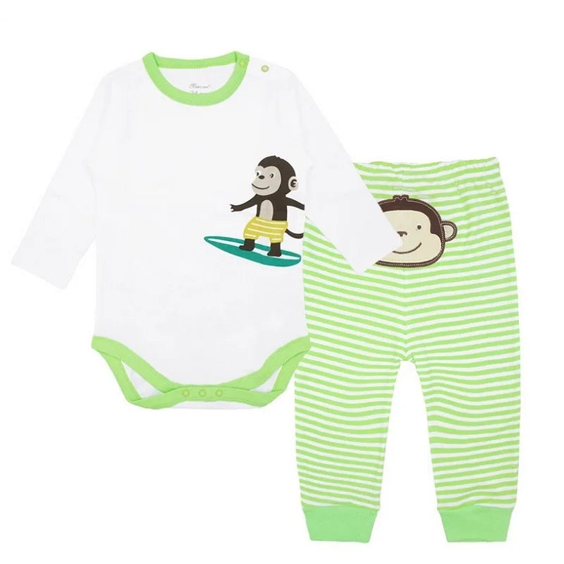 2pcs Per Set Baby Girls Boys Clothes Set Long Sleeve Rompers And Pants Clothing Sets Cartoon Cotton Infant Toddler Clothes