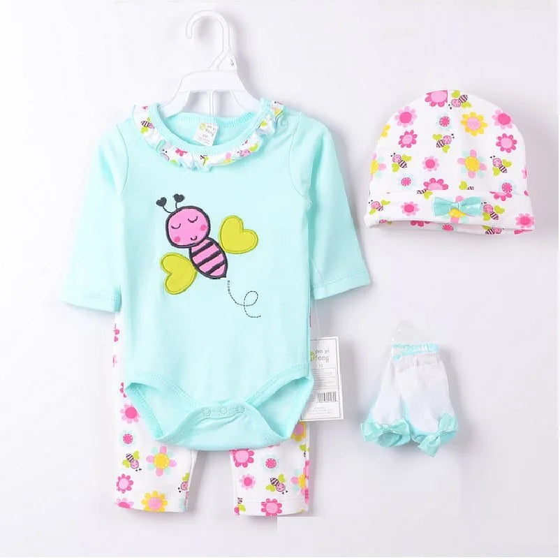 Baby boy Clothes Suits newborn 4-pieces Set baby clothing girl Bodysuit pant t-shirt sock bib 5pcs sets bebes jumpsuits