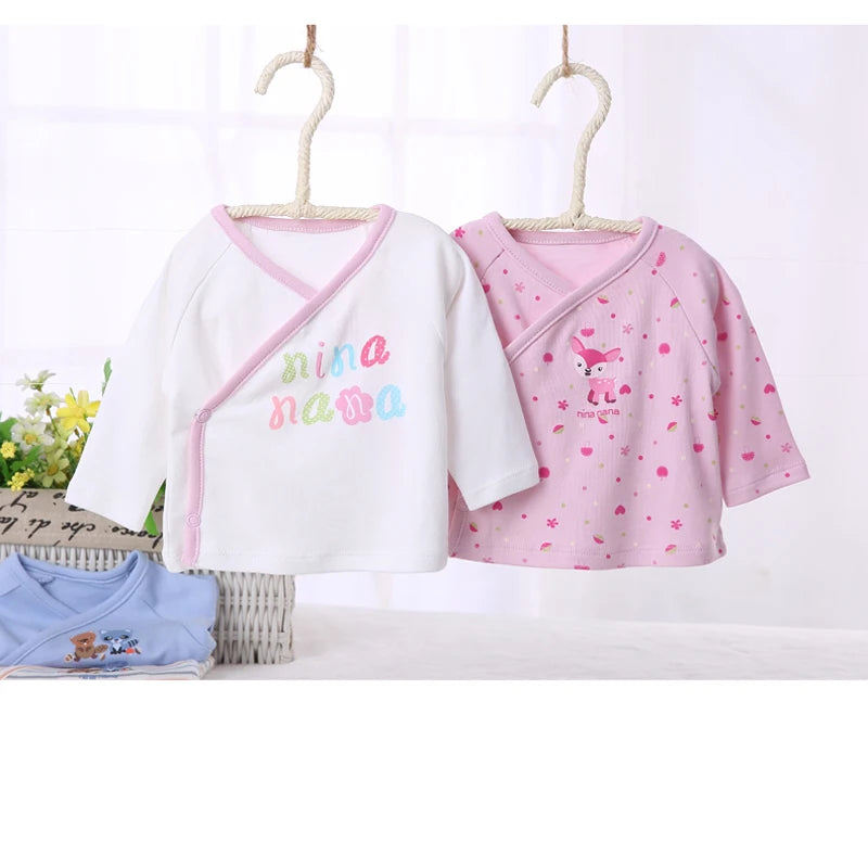 Ropa de bebé recién nacido ropa de manga larga camiseta ropa de bebé niño niña camiseta de niños camiseta de bebé de apertura frontal ropa