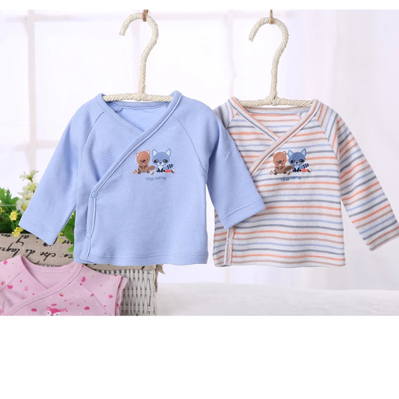 Ropa de bebé recién nacido ropa de manga larga camiseta ropa de bebé niño niña camiseta de niños camiseta de bebé de apertura frontal ropa