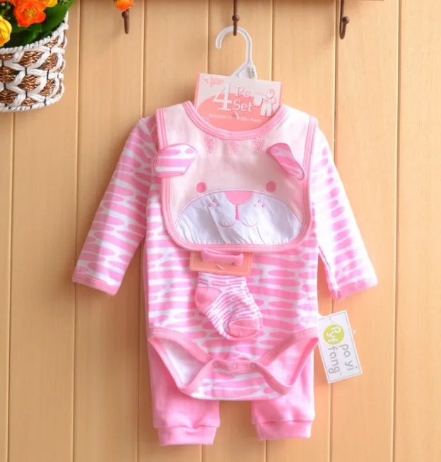Baby boy Clothes Suits newborn 4-pieces Set baby clothing girl Bodysuit pant t-shirt sock bib 5pcs sets bebes jumpsuits