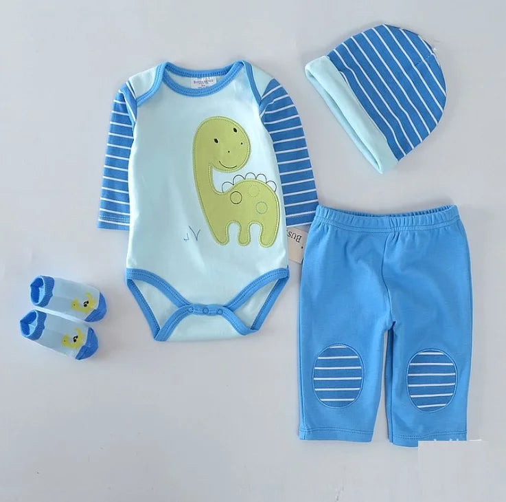 Baby boy Clothes Suits newborn 4-pieces Set baby clothing girl Bodysuit pant t-shirt sock bib 5pcs sets bebes jumpsuits