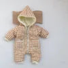 Ropa de Invierno Unisex para Bebés Recién Nacidos, Conjunto de Sudadera con Capucha y Mono con Cremallera y Estampado Floral para Niños y Niñas