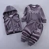 2025 Winter Casual Baby Clothing Set 3pcs Kids Bear Pattern Hooded Coat Warm Outfits for Children