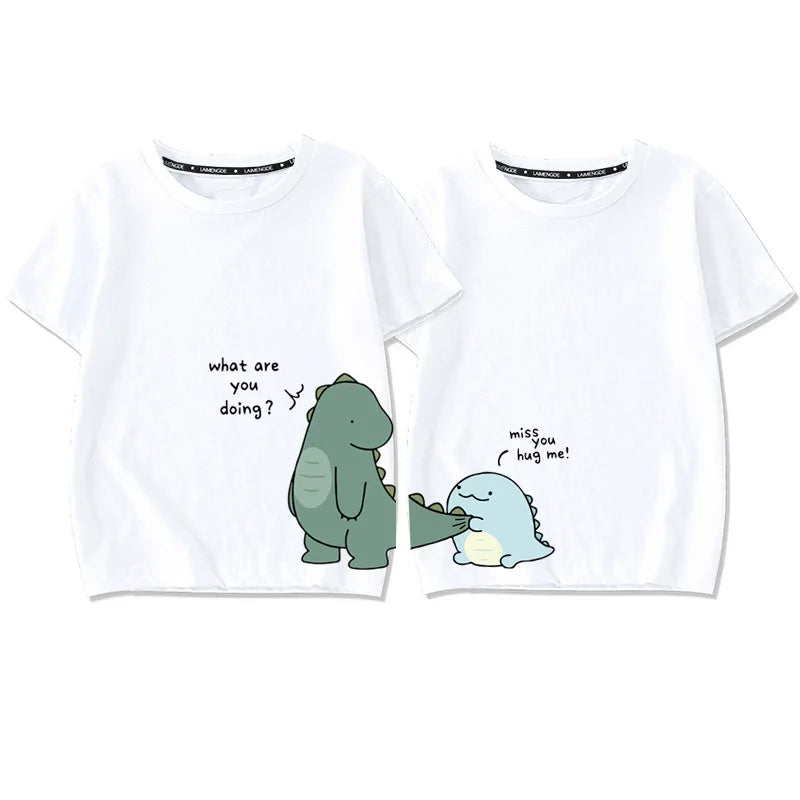 2022 Mother Kids Family Matching Outfit T-Shirts Clothes 100% Cotton Short Sleeve Dinosaurs Cartoon Parent Girls Boys Clothing