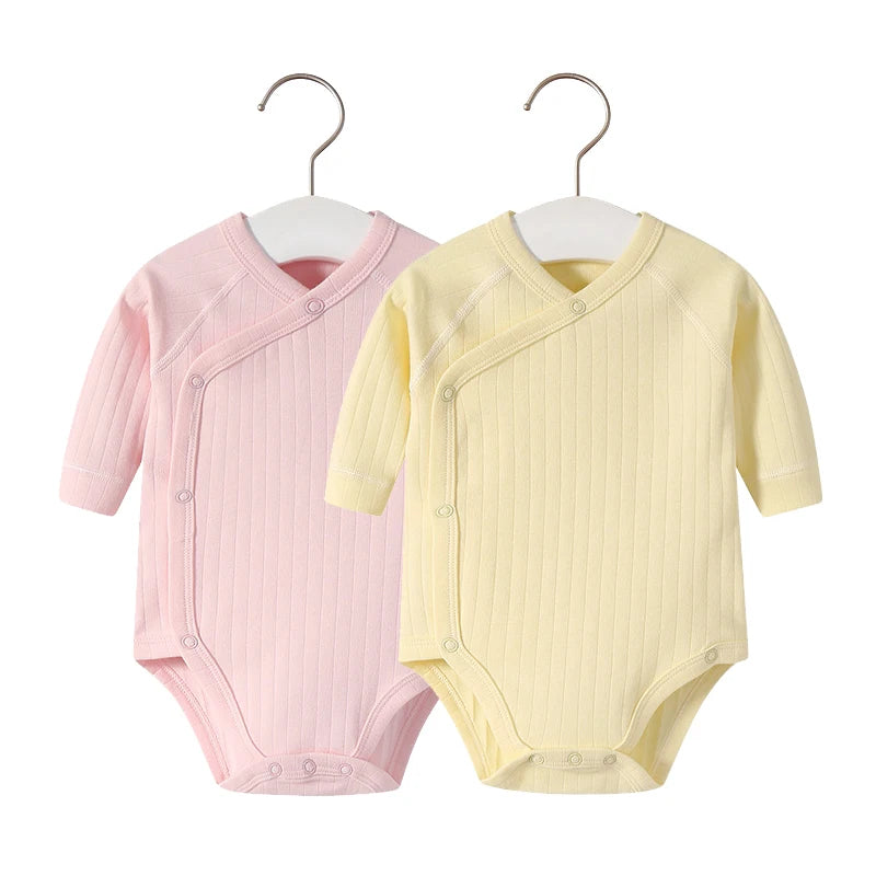 2pcs/lot Newborn Baby Clothes Rompers Cotton Infant Long Sleeves Autumn Girls Robe Solid Color Overalls Boys Ropa Bebe Clothing