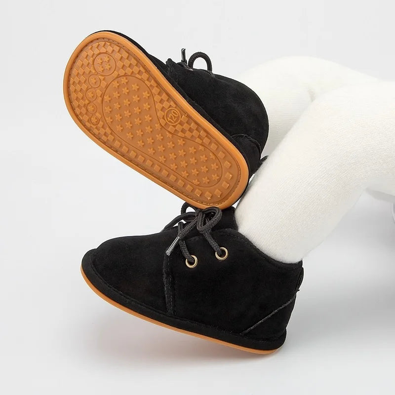 KIDSUN Zapatos de Bebé Niños Clásico Algodón Antideslizante Suela Blanda Suela de Goma Botas para Niñas Pequeñas Zapatillas de Cuna Primeros Pasos 3 Colores