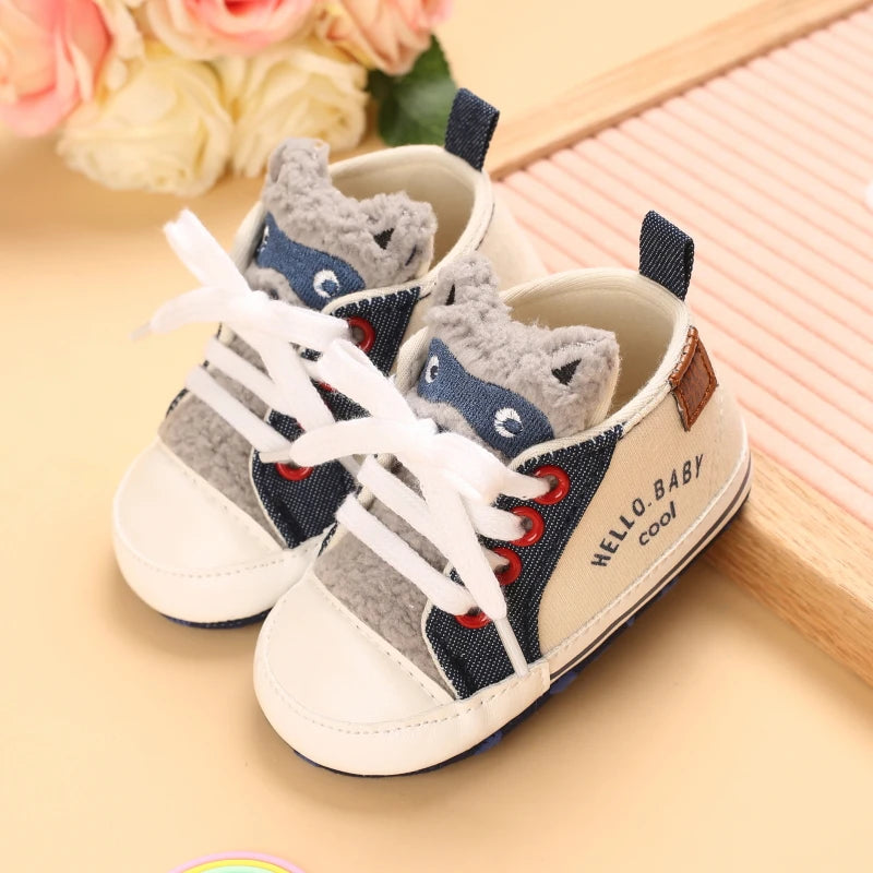 Cartoon Baby Sneakers Baby Boys Girls Canvas Shoes Non-slip Non-slip soft sole Comfortable Soft Unisex Baby Shoes 0-18M
