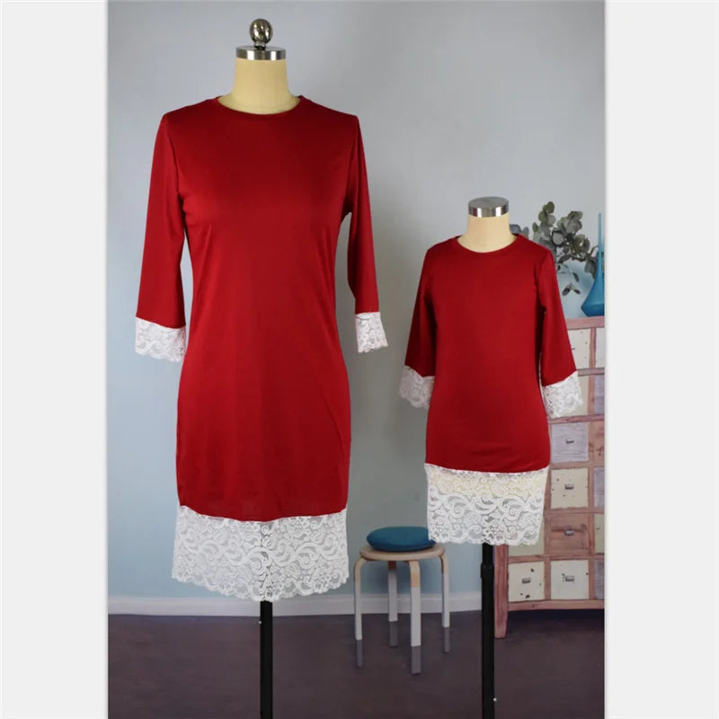 Mom and Daughter Dress Spring Fashion Mother Daughter Dresses Family Matching Cotton Outfits Girls Baby Clothing 1-9 Years Old