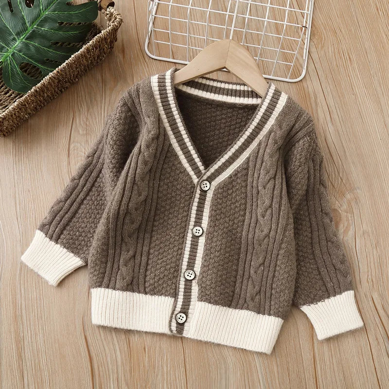 Boutique Langarm Kinder Cardigan Einfarbig Strickware Baby Kleidung Warme Mädchen Pullover
