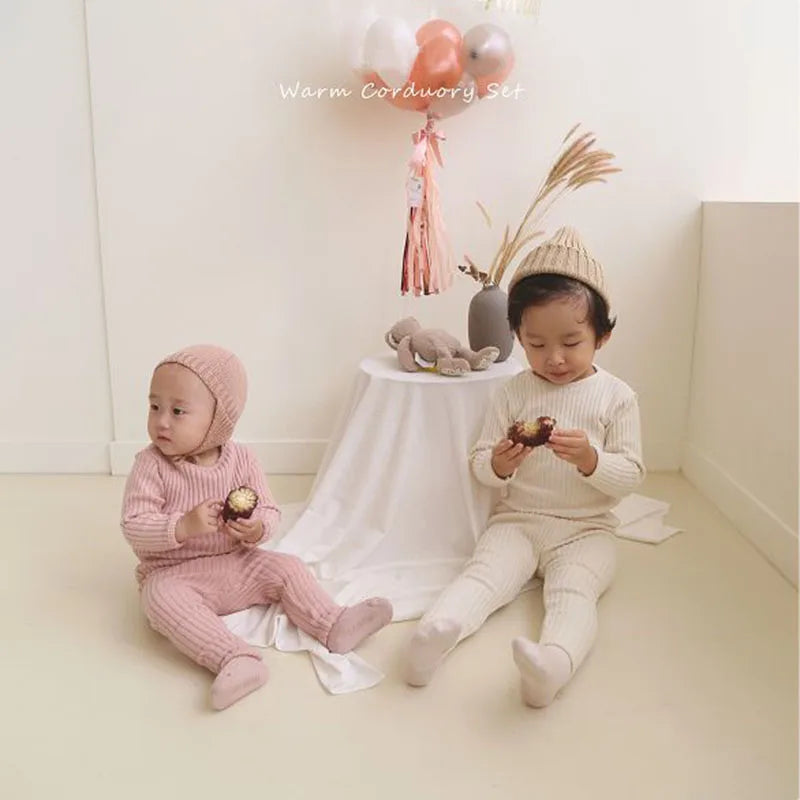 Spring Autumn Baby Clothing Set For 0-5Y Baby Girl Boy Homewear Warm Sweater +Pants Children Pajamas Baby Girl Clothes