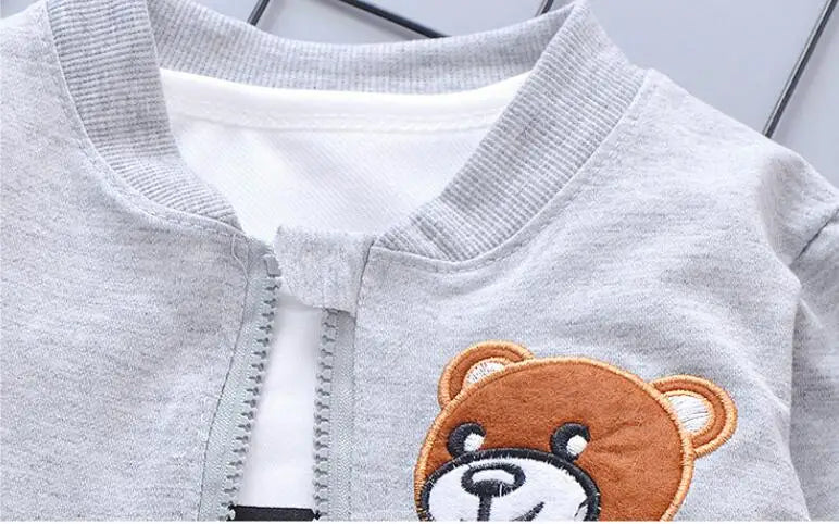 Conjuntos de ropa para niños, moda infantil, camiseta con oso de dibujos animados, chaleco, abrigo y pantalón, traje de 2 piezas, conjuntos deportivos para niños de 1 a 4 años