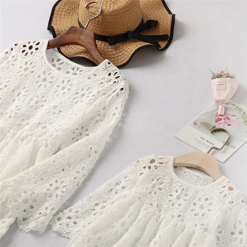 Mom and Daughter Dress Spring Fashion Mother Daughter Dresses Family Matching Cotton Outfits Girls Baby Clothing 1-9 Years Old