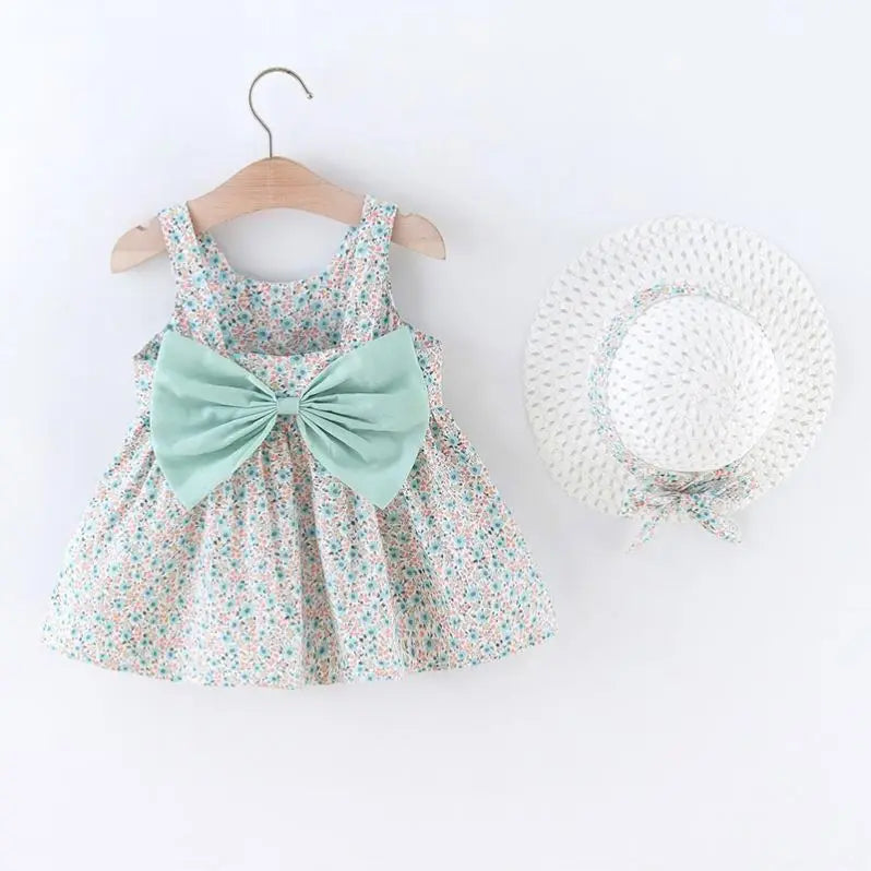 Sommerliches, ärmelloses Blumenkleid aus Baumwolle für Mädchen ODM Babykleidung mit Blumendekoration Kleinkinder Kinderkleidung