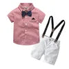 Jungen Shorts Set Kleidung Baumwolle Gestreift Kurzarm-Shirt Weiß Kurze Vierteiliges Set Babykleidung
