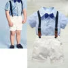 Zweiteilige Baby-Jungen-Gentleman-Fliege, einfarbig, kurze Ärmel, Shorts, Sommer-Baby-Kleidungsset, Kinderboutique-Kleidungsset
