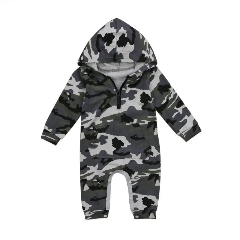 0-24M Bebé Niño Sudadera con Capucha Camuflaje Mameluco Recién Nacido Camo Manga Larga Mameluco Mono para Bebé Traje de Niños Cálido Primavera Otoño