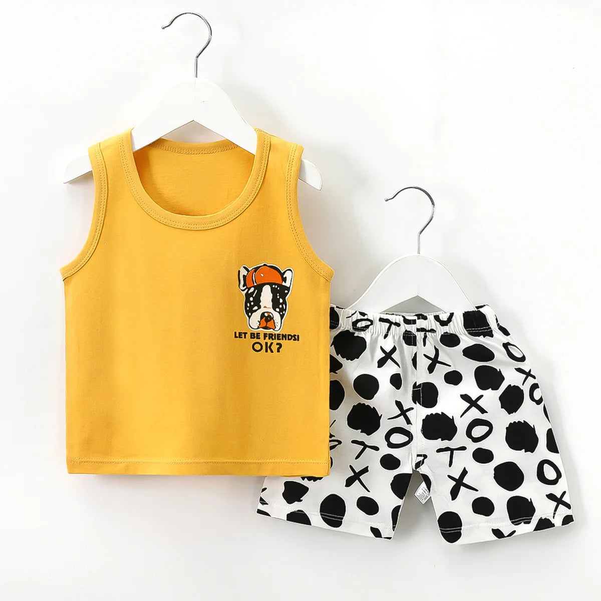 Ready Stock Boy's Summer Sleepwear Breathable Plaid T-Shirts Baby Clothing Sets with Factory Price