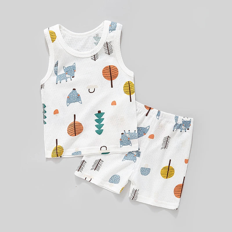 Hochwertiges Sommer-Shorts-Westen-Set aus 100 % Baumwolle für Neugeborene Mädchen und Jungen, hochwertige Babykleidung