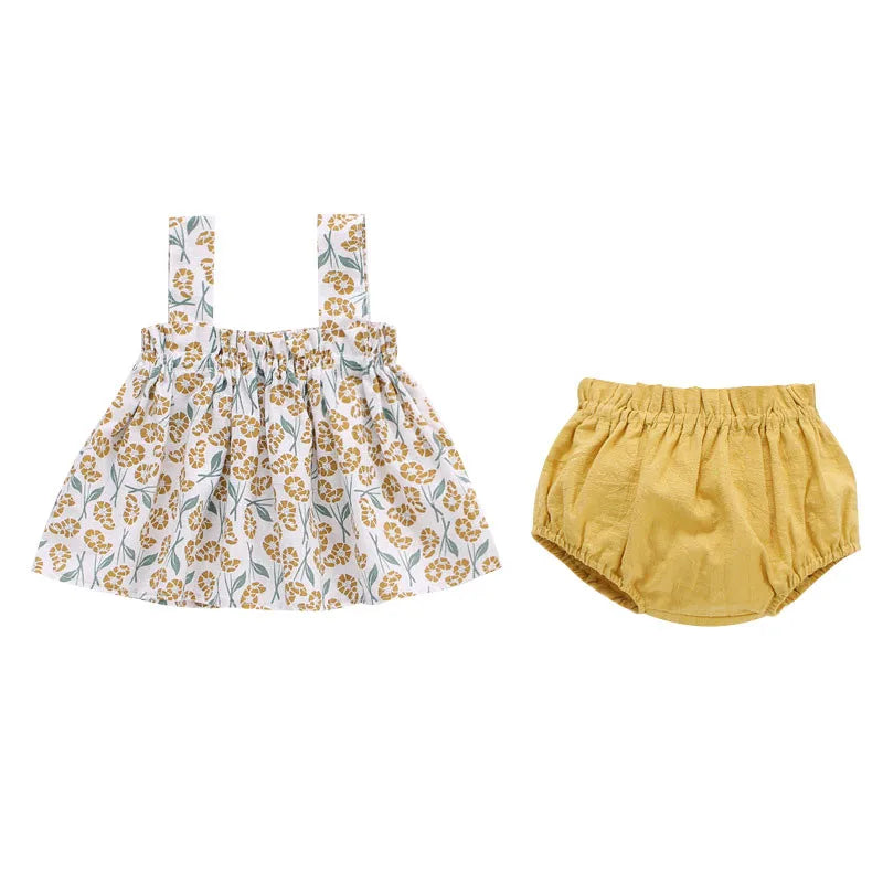 Lawadka Summer Thin Newborn Baby Clothes For Girls Set Print Mini Dress And PP Shorts 2Pcs Set Infant Baby Clothing Outfit 2024