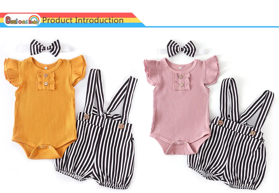 Ropa de bebé recién nacida niña verano, conjunto de 3 piezas, moda sin mangas, mameluco de color sólido, monos casuales, diadema, ropa para bebé