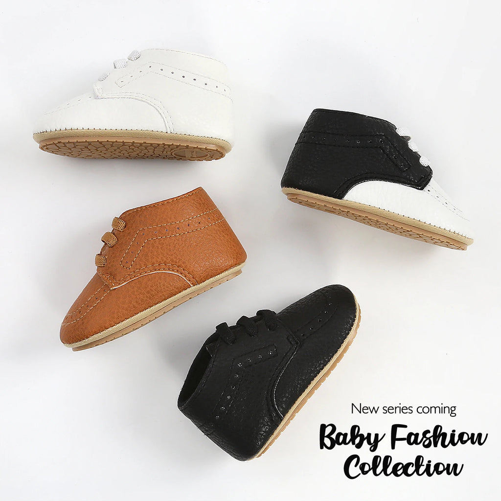 New Baby Shoes Leather Dress Shoes Baby Boy Girl Shoes Rubber Sole Anti-slip Toddler First Walkers Newborn Crib Shoes Moccasins