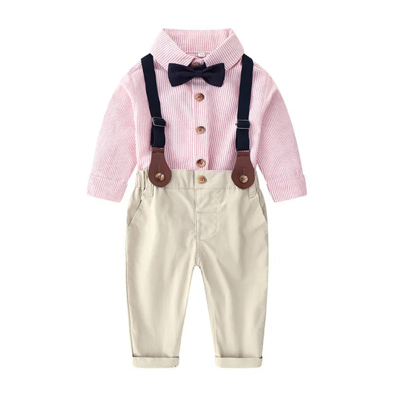 Frühlings Babykleidungssets für Jungen Neues Modell – Gestreifte Langarmshirts und lässige Baumwollhosen