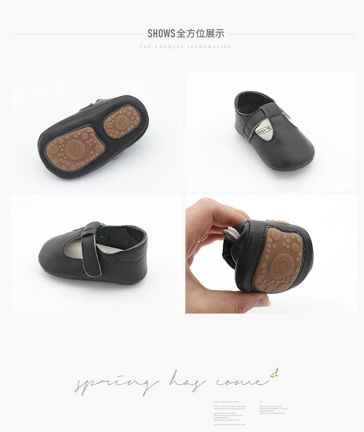 Genuine Leather first walker with T-Strap for Babies and Toddlers anti slip baby shoes for 0-24 month