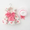 Baby Clothing Sets Summer Sleeveless Beach Thin Light Sweet Kids Floral Cheap Flower Cotton Toddlers Girls Casual Dress With Hat