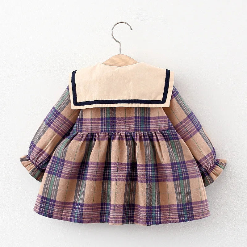 Ropa de moda para bebé niña al por mayor, colección otoño 2025, vestido de cuadros para bebé, bonitos vestidos de cumpleaños para bebé