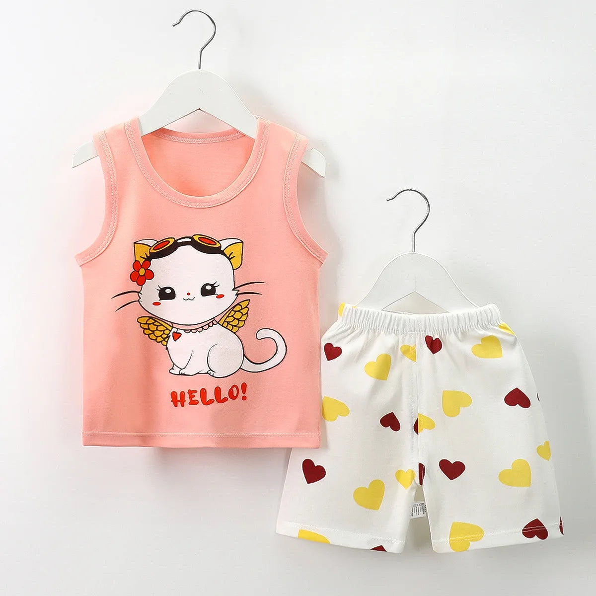 Ready Stock Boy's Summer Sleepwear Breathable Plaid T-Shirts Baby Clothing Sets with Factory Price