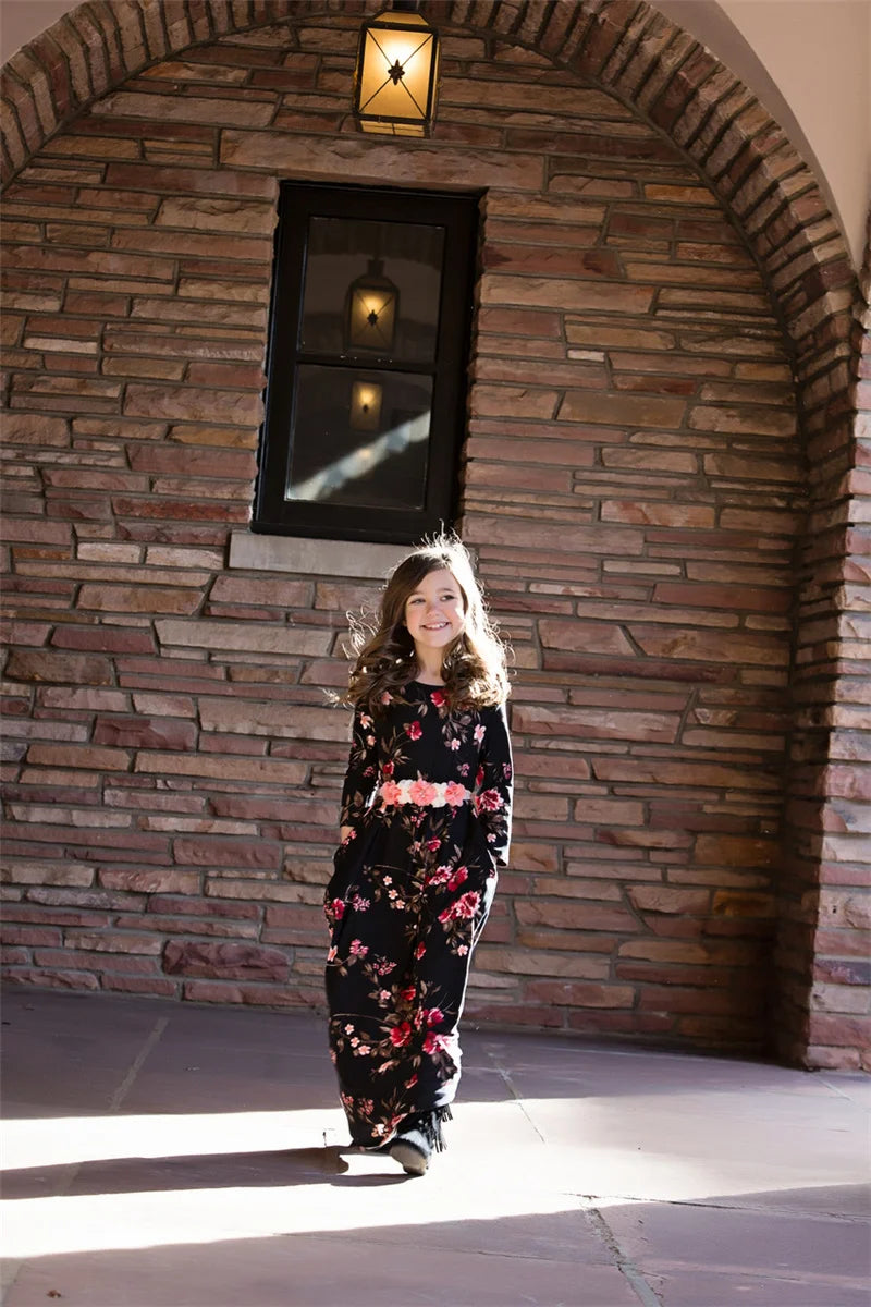 Mom and Daughter Dress Spring Fashion Mother Daughter Dresses Family Matching Cotton Outfits Girls Baby Clothing 1-9 Years Old