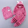 2025 Winter Casual Baby Clothing Set 3pcs Kids Bear Pattern Hooded Coat Warm Outfits for Children