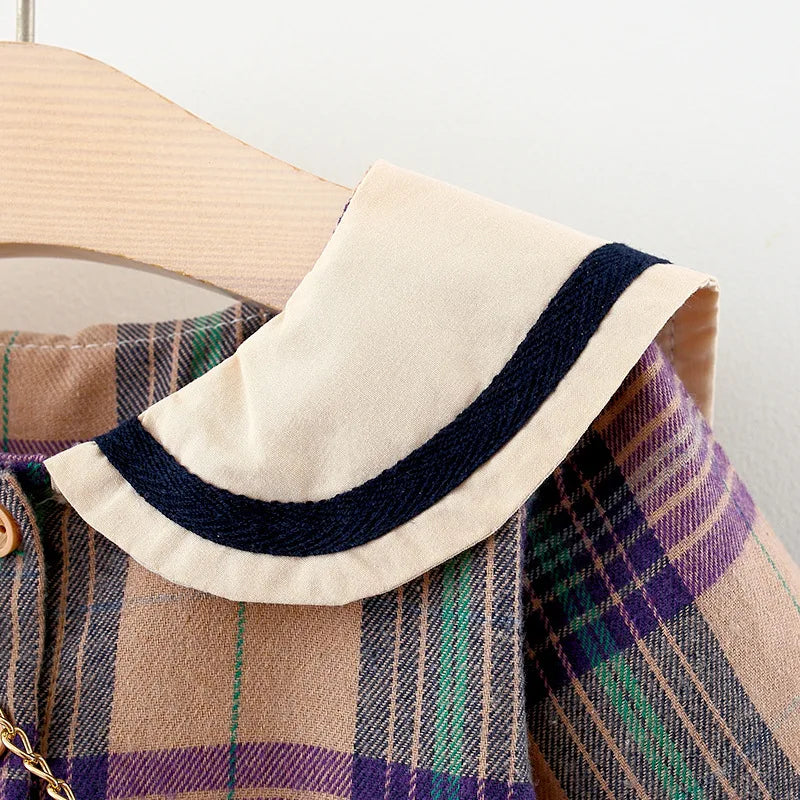 Ropa de moda para bebé niña al por mayor, colección otoño 2025, vestido de cuadros para bebé, bonitos vestidos de cumpleaños para bebé