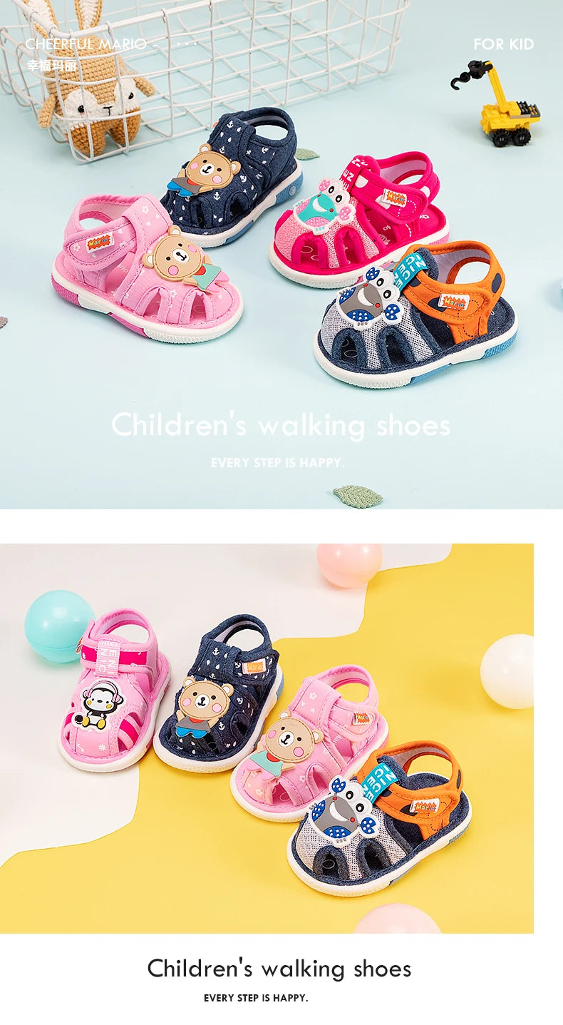 2023 Babyschuhe mit Sound süße Bibi Kleinkinderschuhe für Kinder Zeichentrick-Jungen-Sandalen für Mädchen Hasen-Infantil-Hausschuhe