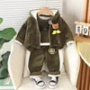 2025 Winter Casual Baby Clothing Set 3pcs Kids Bear Pattern Hooded Coat Warm Outfits for Children