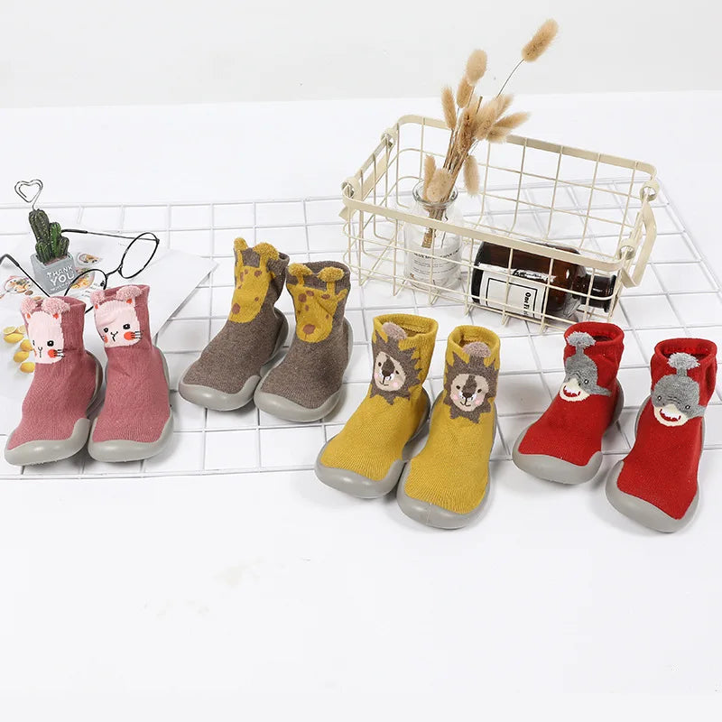 Zapatos de bebé Primeros pasos para niños pequeños Botas de punto para bebés y niñas Suela de goma suave antideslizante Zapatos informales de piso Descalzos