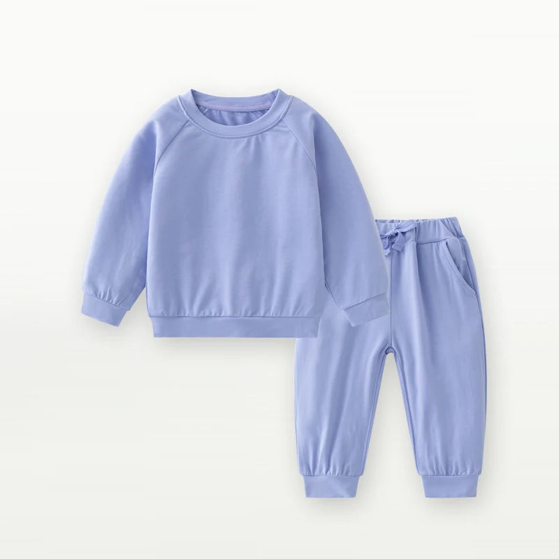 RTS Bambus-Babykleidungssets Boutique Kleinkind Langarmhose Zweiteiler 95% Bambus 5% Spandex Schlafanzugsets 6975