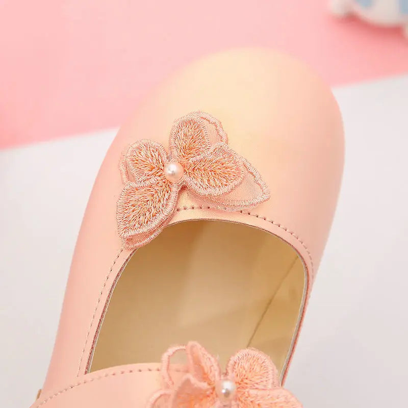 2-12Years Old Kids Leather Shoes Comfortable Beautiful Butterfly Girls Princess Shoes For Wedding Party Children Single Shoes