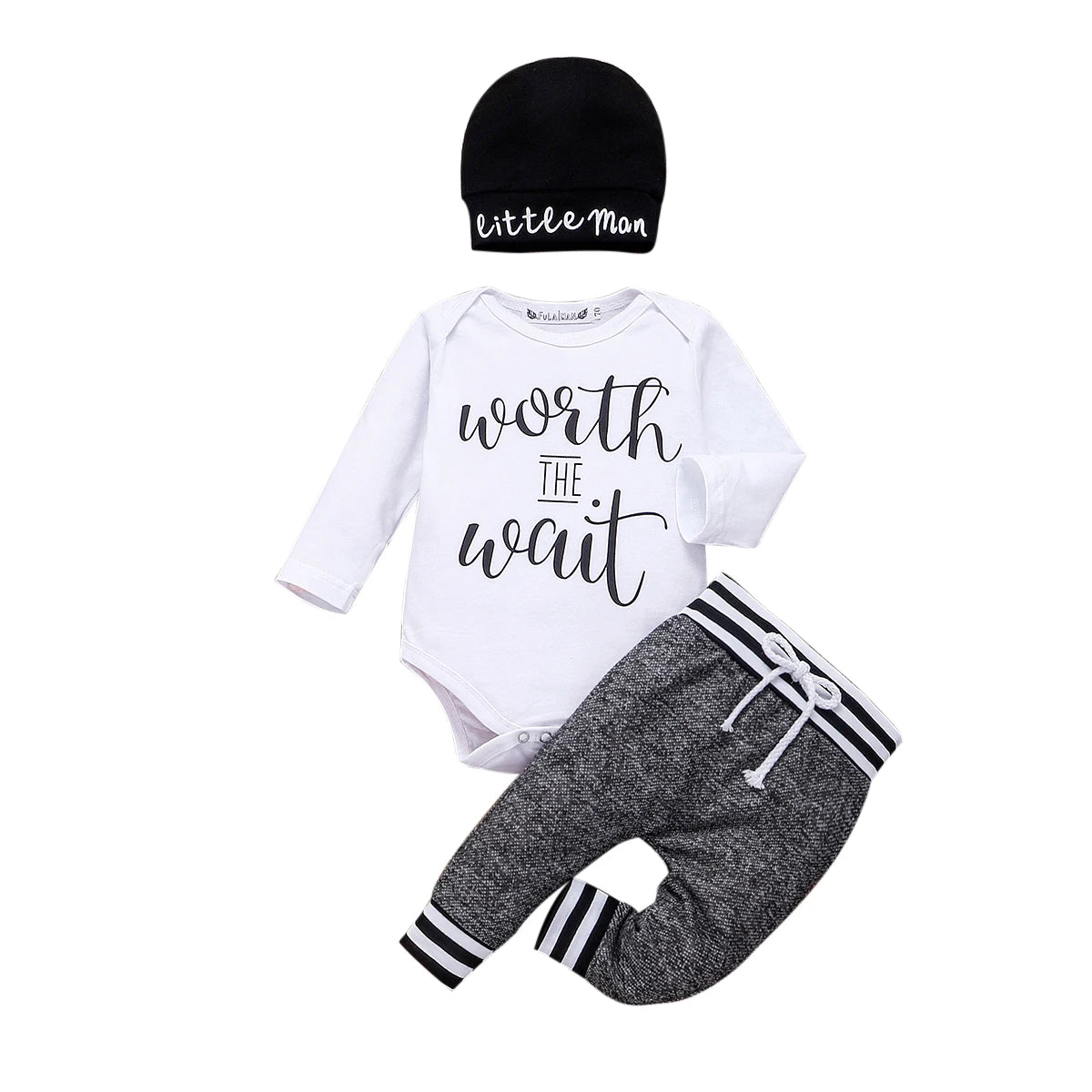 Conjuntos de ropa de algodón para bebés de 0 a 18 meses, recién nacidos, niños, mameluco de manga larga, pantalón, gorros, atuendo de 3 piezas, ropa de abrigo para bebé