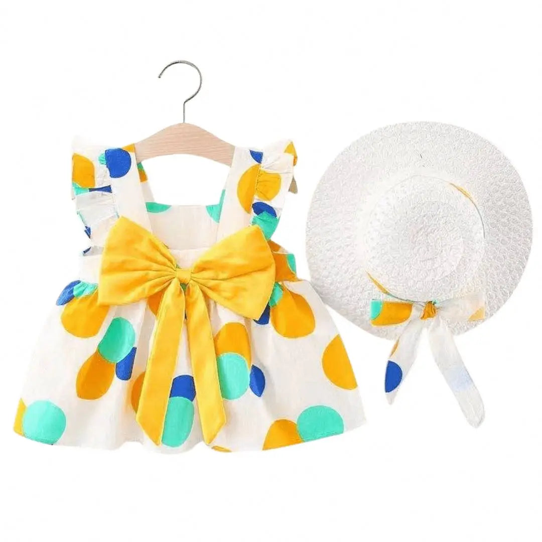 Conjuntos de ropa de bebé para verano sin mangas, playa, finos, ligeros, dulces, infantiles, florales, baratos, de algodón, para niñas pequeñas, vestido casual con sombrero