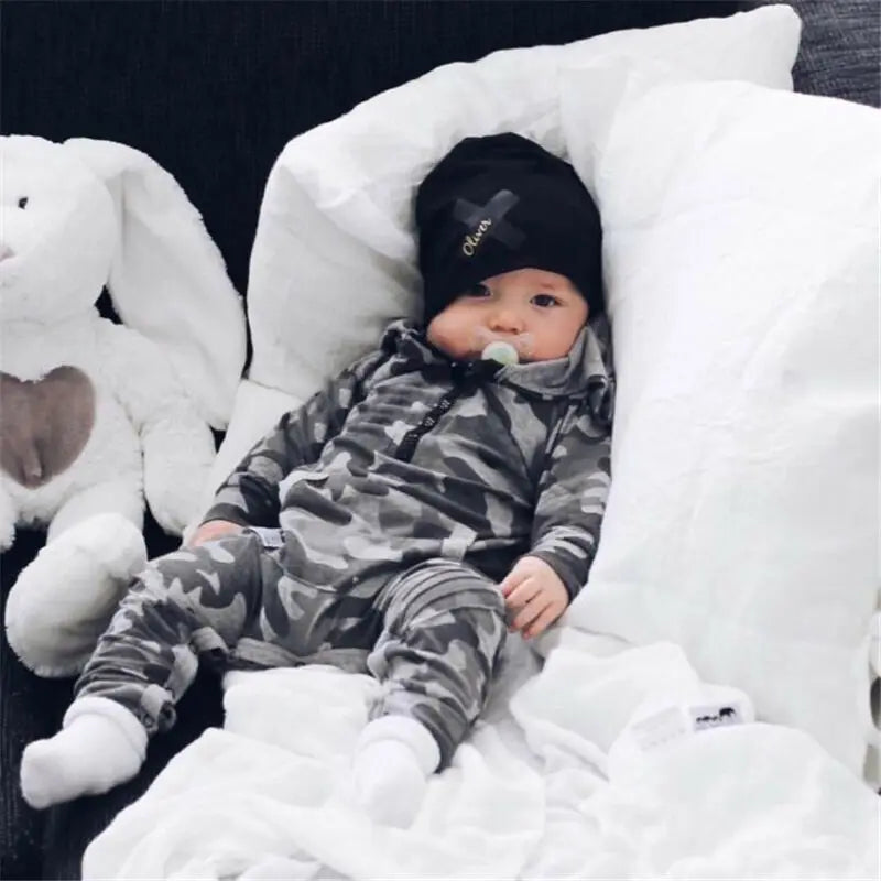 0-24M Bebé Niño Sudadera con Capucha Camuflaje Mameluco Recién Nacido Camo Manga Larga Mameluco Mono para Bebé Traje de Niños Cálido Primavera Otoño