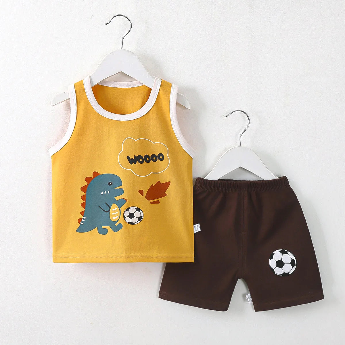Ready Stock Boy's Summer Sleepwear Breathable Plaid T-Shirts Baby Clothing Sets with Factory Price