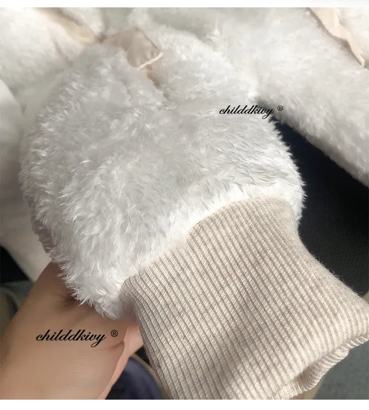 Winter Newborn Baby Girl Clothes Thicken Baby Romper With Gloves Warm Baby Jumpsuit Hooded Plus Velvet Children's Clothing 0-18M