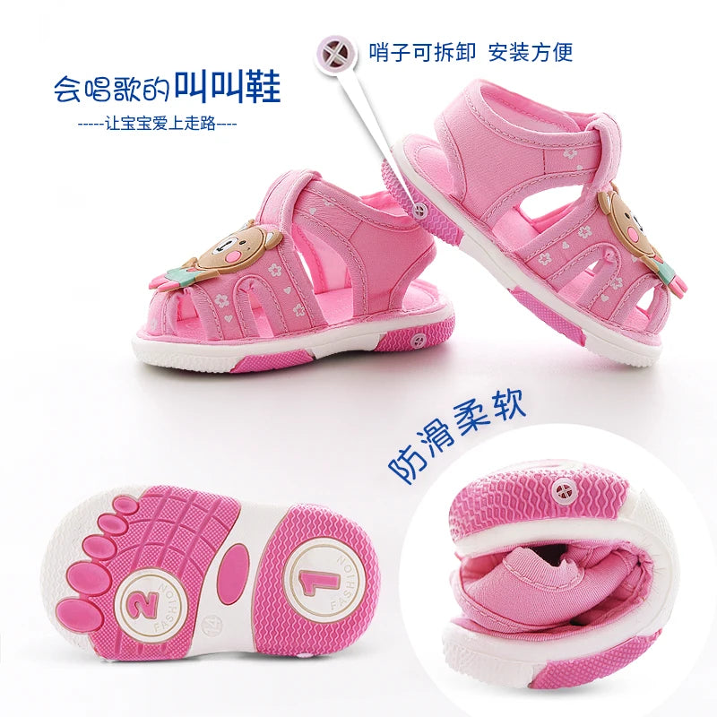 2023 Babyschuhe mit Sound süße Bibi Kleinkinderschuhe für Kinder Zeichentrick-Jungen-Sandalen für Mädchen Hasen-Infantil-Hausschuhe