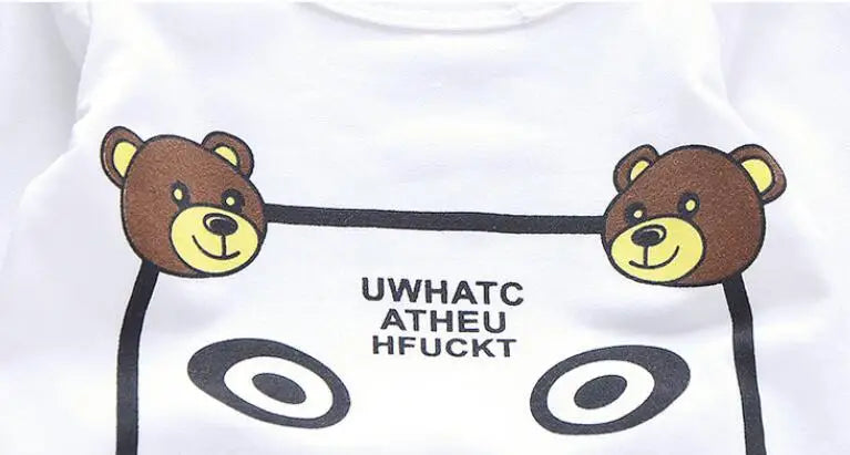 Conjuntos de ropa para niños, moda infantil, camiseta con oso de dibujos animados, chaleco, abrigo y pantalón, traje de 2 piezas, conjuntos deportivos para niños de 1 a 4 años
