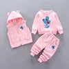 2025 Winter Casual Baby Clothing Set 3pcs Kids Bear Pattern Hooded Coat Warm Outfits for Children