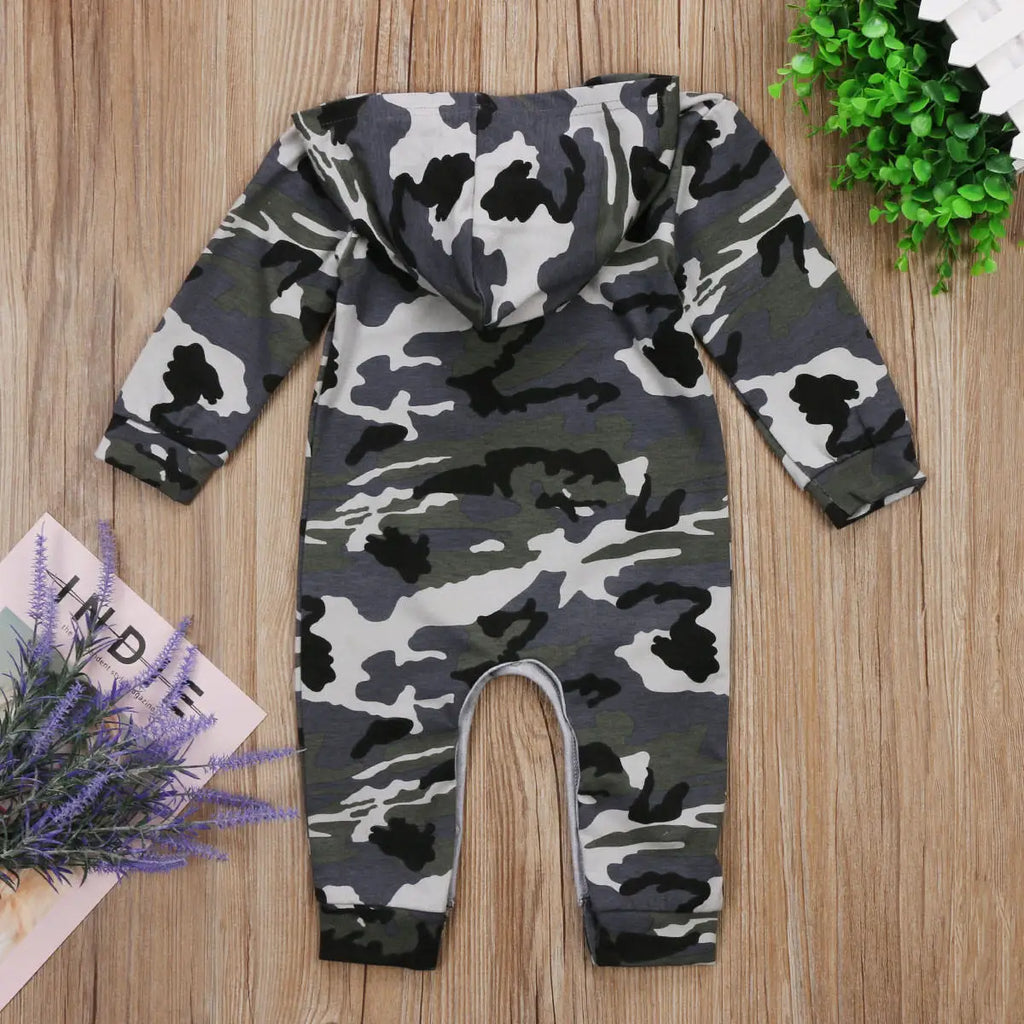 0-24M Bebé Niño Sudadera con Capucha Camuflaje Mameluco Recién Nacido Camo Manga Larga Mameluco Mono para Bebé Traje de Niños Cálido Primavera Otoño